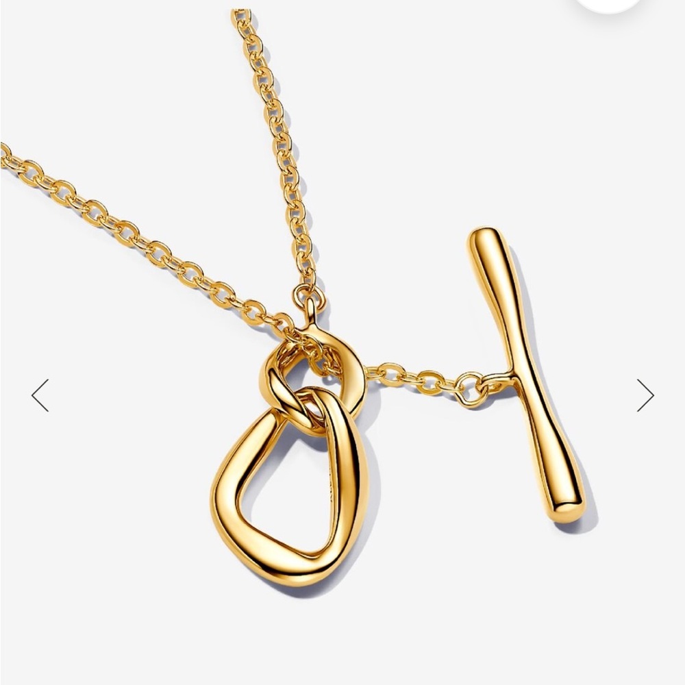 Pandora 14k Gold Necklace T bar - Picture 2 of 4